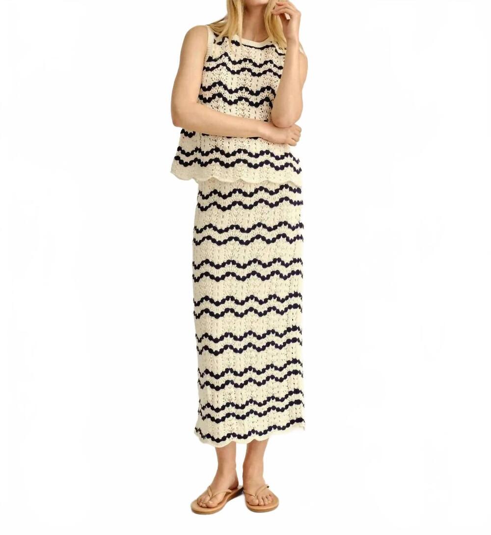NEW CARTOLINA NANTUCKET northport sweater tank top in beach wave stripe natural